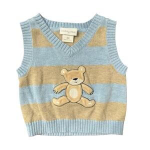 Lullaby Club Baby Boy Sweater Vest Teddy Bear Design Size 3 Months